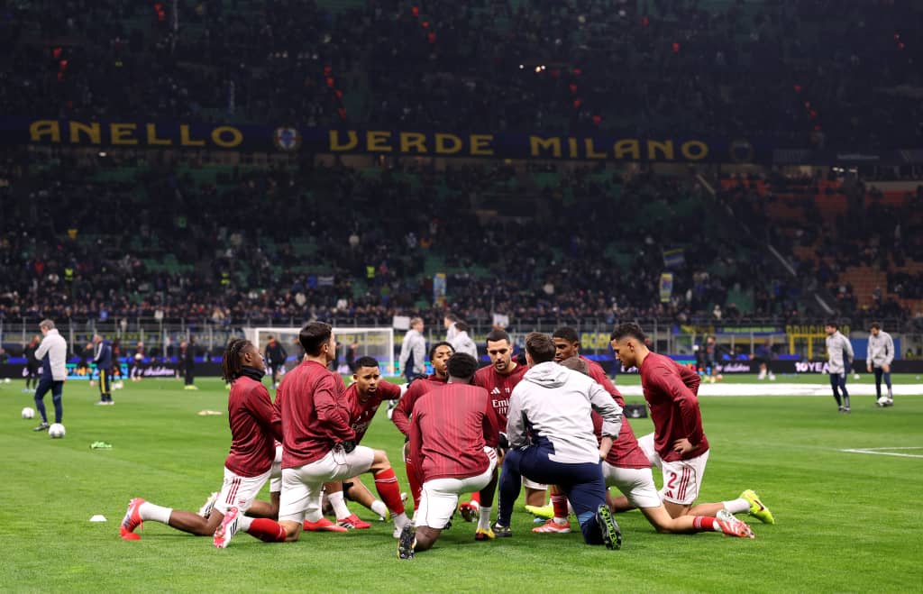 Arsenal vs Inter Milan Champions League: Jesus Brace as Gunners Seal Historic San Siro Win 3 Arsenal players celebrating famous Champions League win in Milan