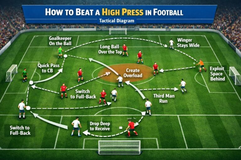 how to beat a high press in football tactical diagram pressing structure
