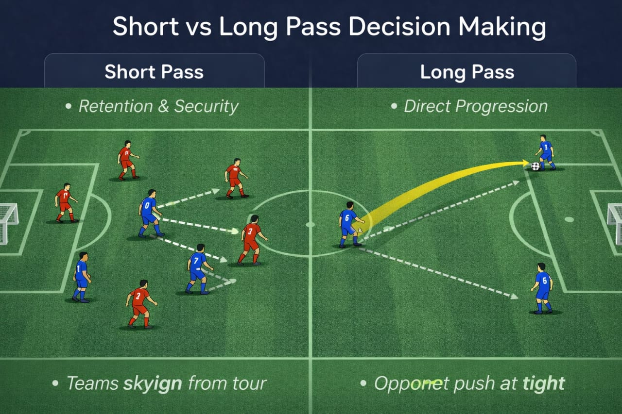 when to play short vs long in football tactical decision diagram