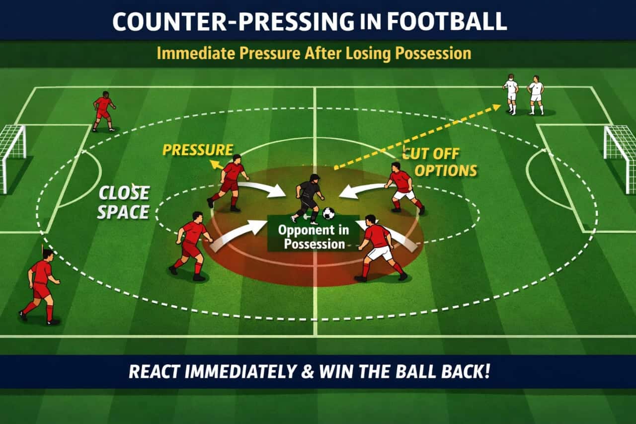 counter-pressing in football immediate pressure after losing possession tactical diagram