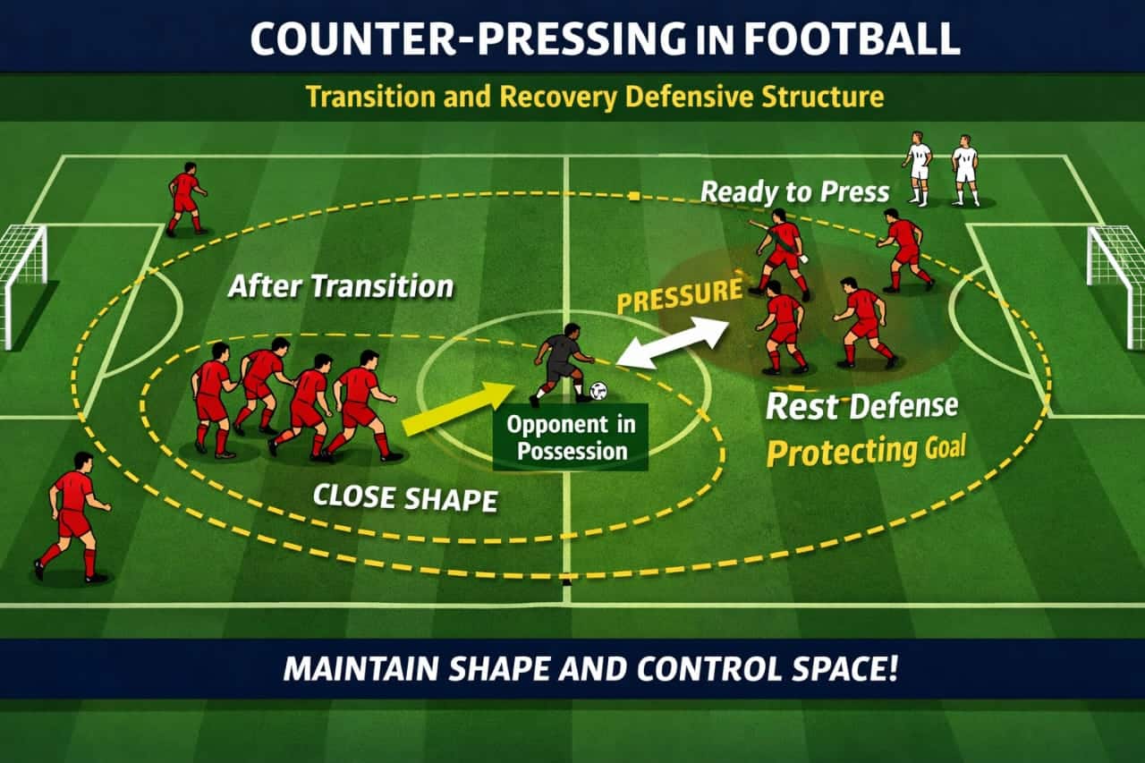 counter-pressing transition recovery defensive structure football diagram