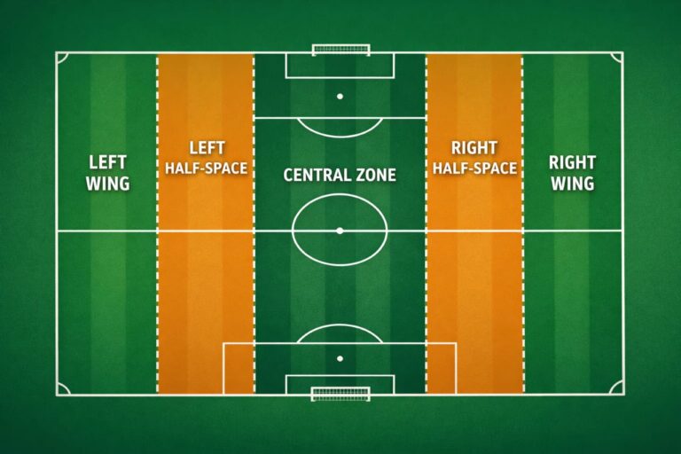 Half-Spaces in Football: What They Are and How Teams Use Them 37 Half-spaces in football diagram showing pitch zones left and right half-space explanation