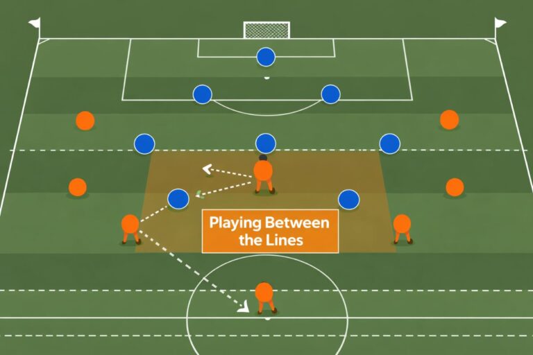 playing between the lines football positioning diagram midfield defensive lines space
