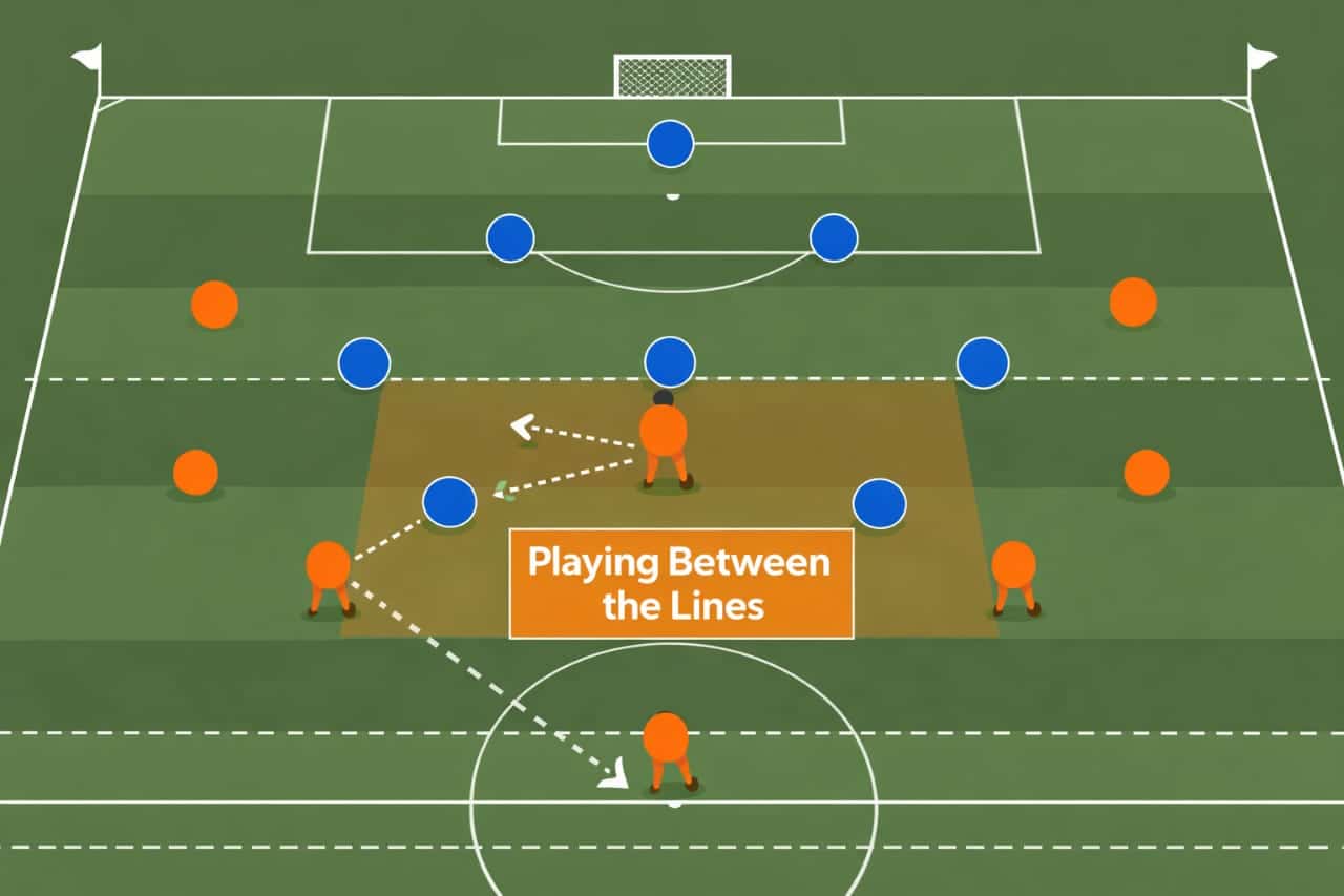 playing between the lines football positioning diagram midfield defensive lines space