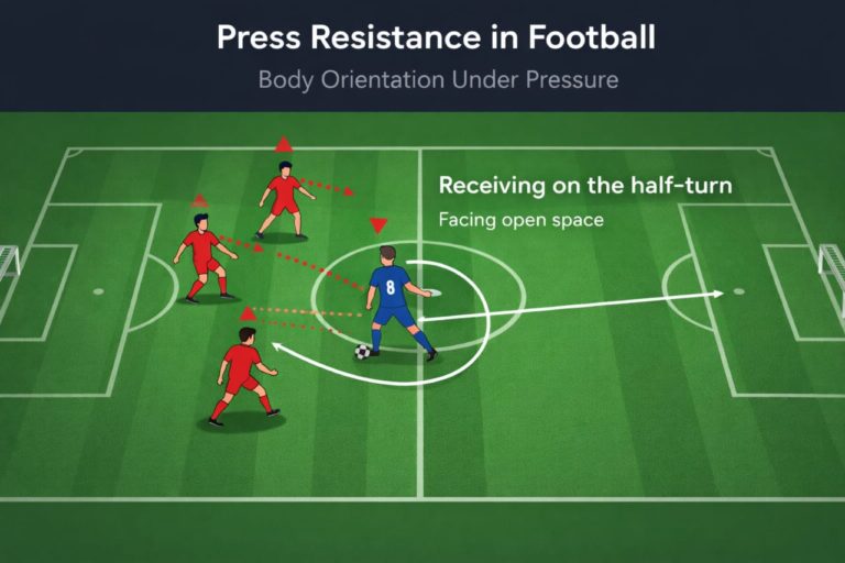 press resistance football body orientation under pressure receiving half turn diagram