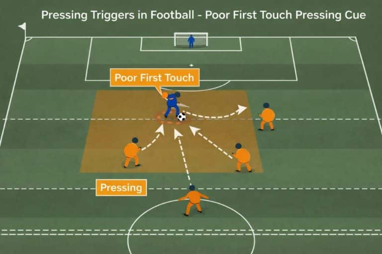 pressing triggers in football poor first touch pressing cue tactical diagram