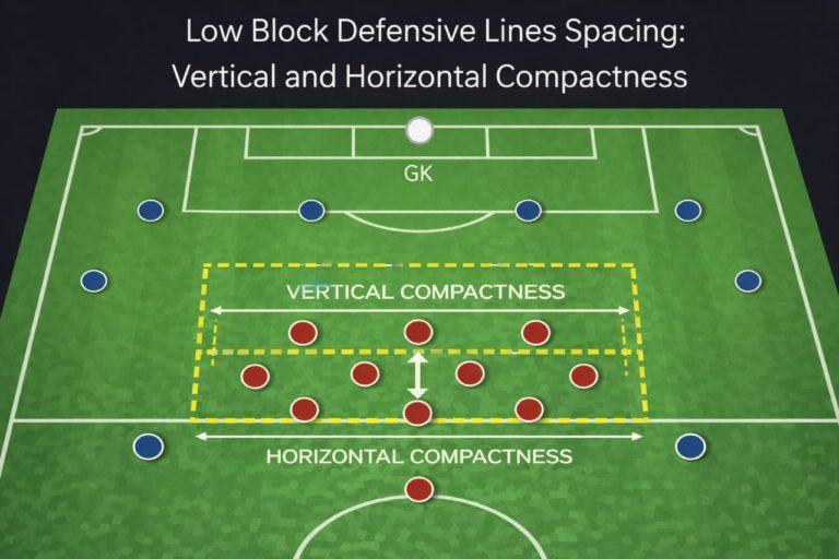 what is a low block in football defensive 4-4-2 compact structure and spacing tactical diagram