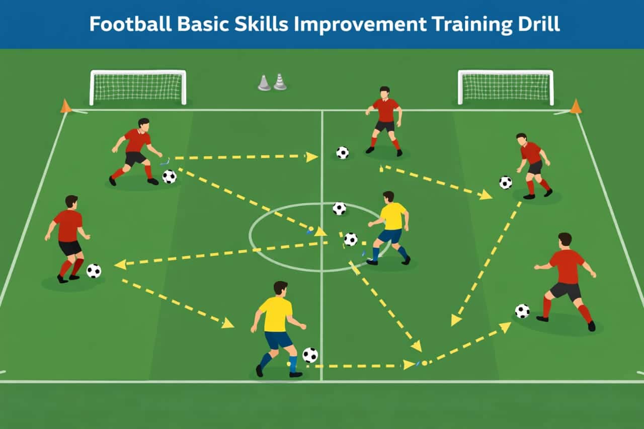 how to play football better basic skills training drill diagram
