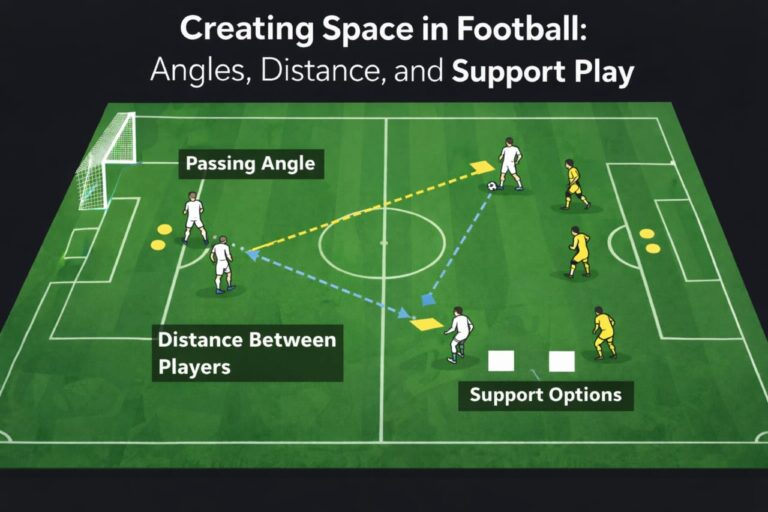 How to Create Space in Football (Movement, Positioning & Timing Explained) 33 how to create space in football angles distance support play diagram