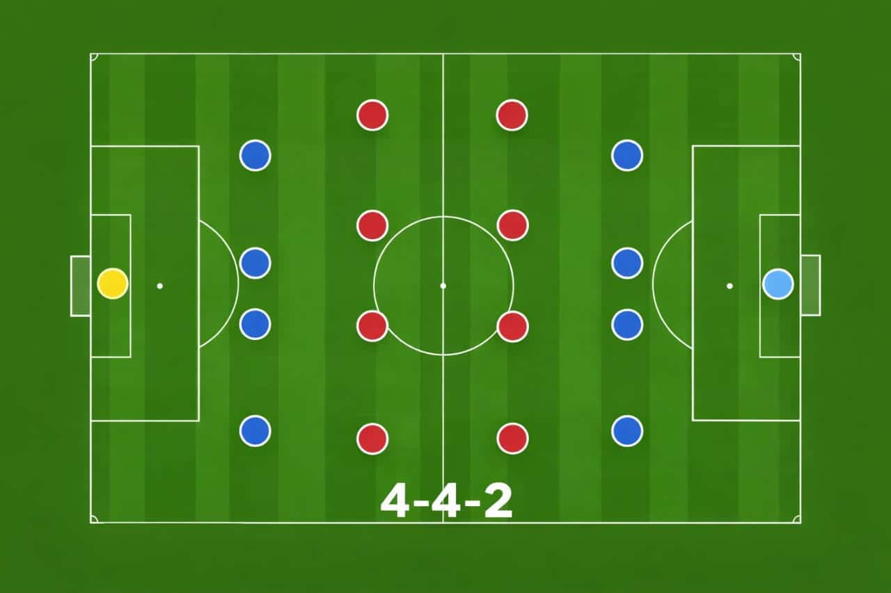 football formations explained simply 4-4-2 full pitch diagram