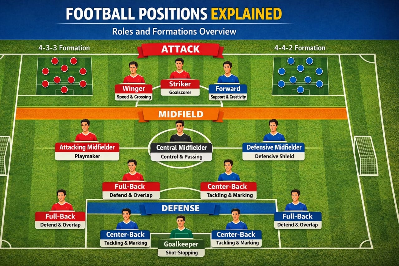 football positions explained full pitch roles and formations diagram