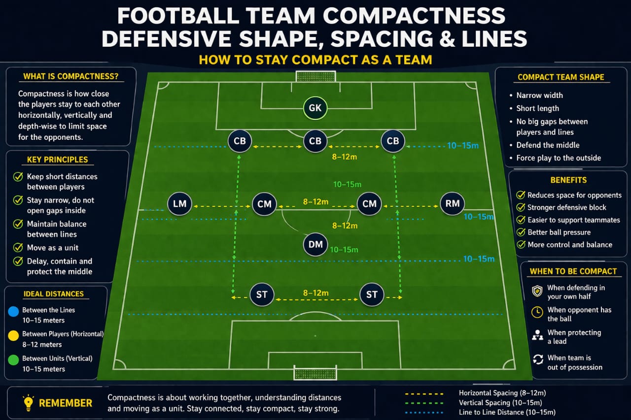 how to stay compact as a team in football defensive shape spacing lines diagram